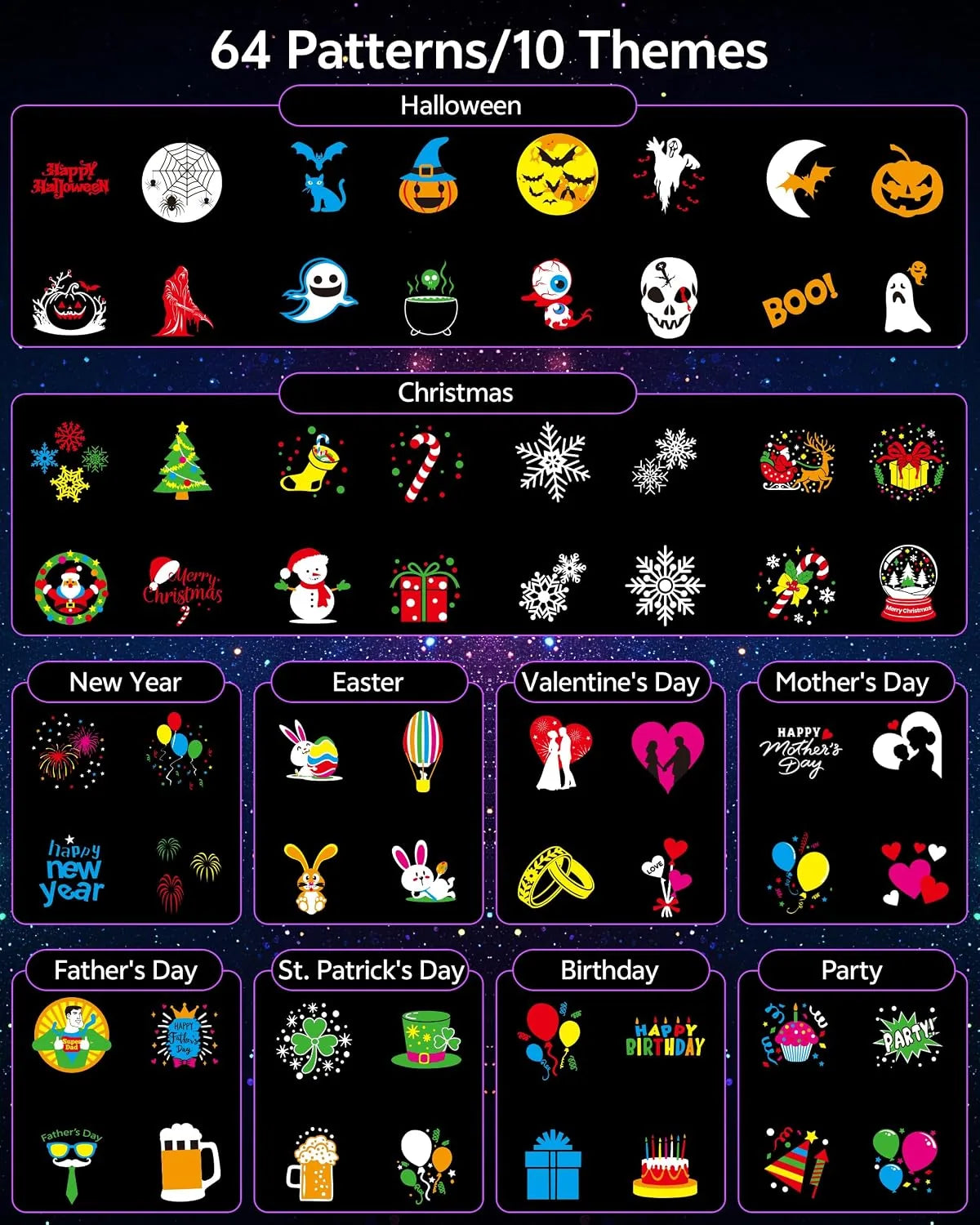 Projecteur de Fêtes 64 Motifs